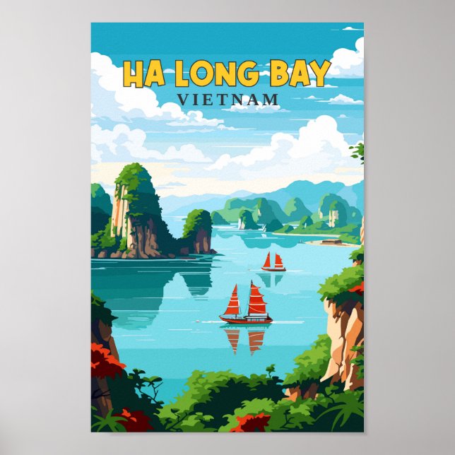Affiche Ha Long Bay Vietnam Travel Art Vintage (Devant)
