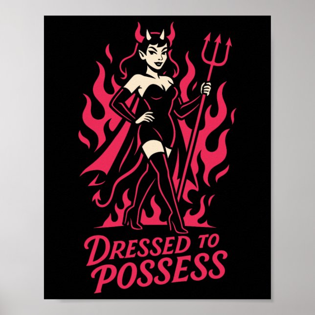 Affiche Habillé Pour Posséder Drôle Y Devil Costume Hallow (Devant)