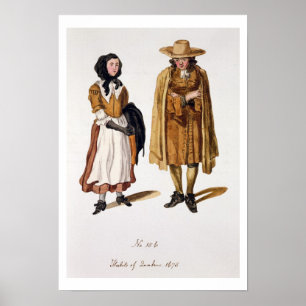 Affiche Habitudes des quakers, 1675 (gravure colorée)