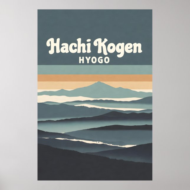 Affiche Hachi Kogen Hyogo Japan Misty Mountains Retro Trav (Devant)
