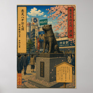 Affiche Hachikō Beneath the Cherry Blossoms