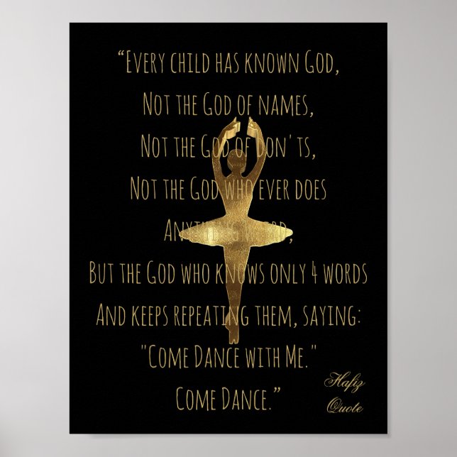 Affiche Hafiz Citation sur la danse Faux Gold Ballet Dance (Devant)