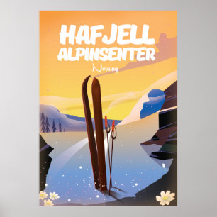 Affiche hafjell alpinsenter  Norway beautiful ski poster.