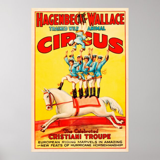 Affiche Hagenbeck Wallace Formé Animal USA Circus Troupe (Devant)