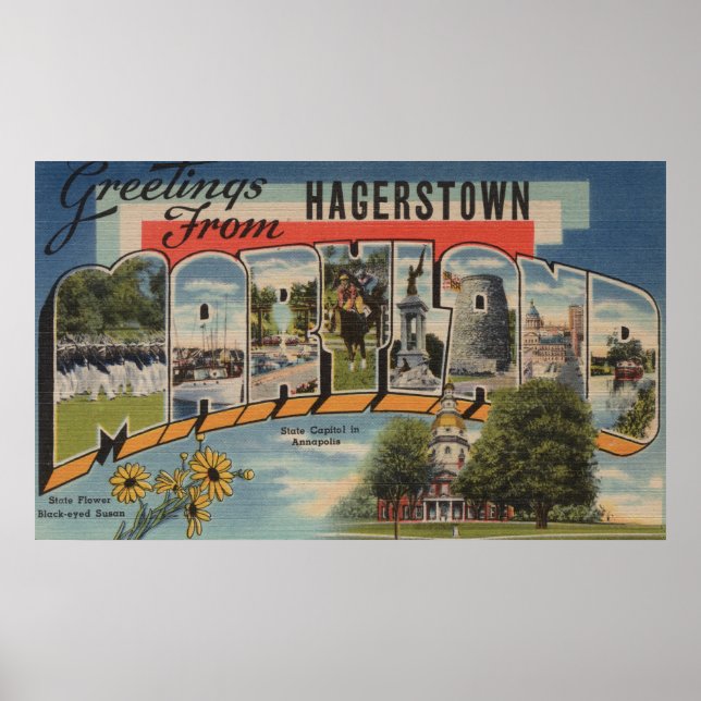 Affiche Hagerstown, Maryland - Scènes de grandes lettres (Devant)