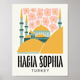 Affiche Hagia Sophia Istanbul Turquie Voyage floral