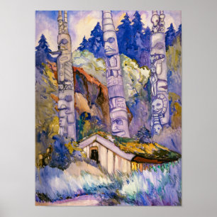 Affiche Haida Totems, Cha-atl, Queen Charlotte Island