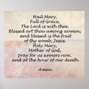 Affiche Hail Mary Prayer Religious Quotes Words