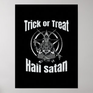 Affiche Hail Satan Pentagram Goat Halloween