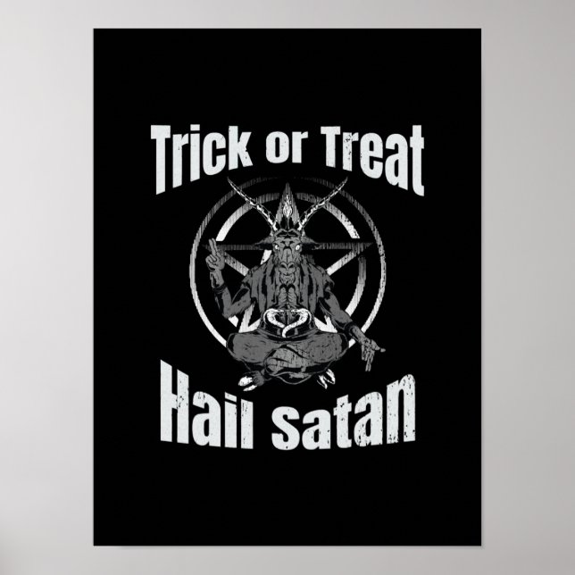 Affiche Hail Satan Pentagram Goat Halloween (Devant)