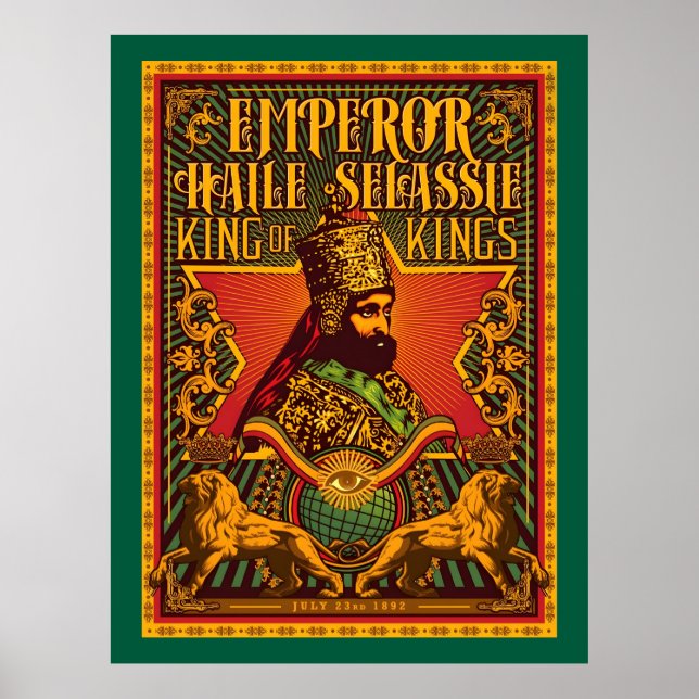 Affiche Haile Selassie Postcard Jah Rastafari Metal Print (Devant)