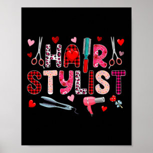 Affiche Hair Styliste Outils Saint Valentin Leopard mignon