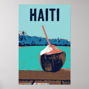 Affiche Haïti délicieuse boisson de coco carte postale