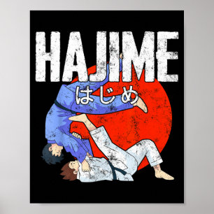 Affiche Hajime Judo Sportif Drôle Arts Martiaux Japonais