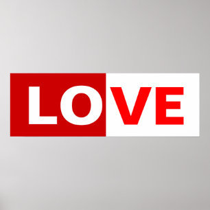 Affiche half red/ half white love word