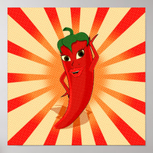 Affiche Halftones Newsprint Red Pepper Diva