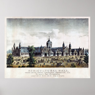 Affiche Hall agricole Centenaire Philadelphie 1876