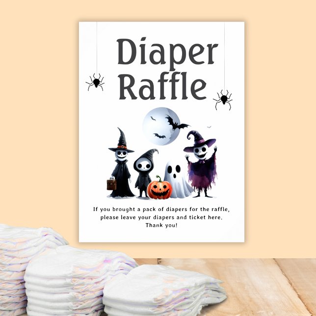 Affiche Hallloween Baby shower Monster Déchets Raffin (Hallloween Monster Baby Shower Diaper Raffle Poster)