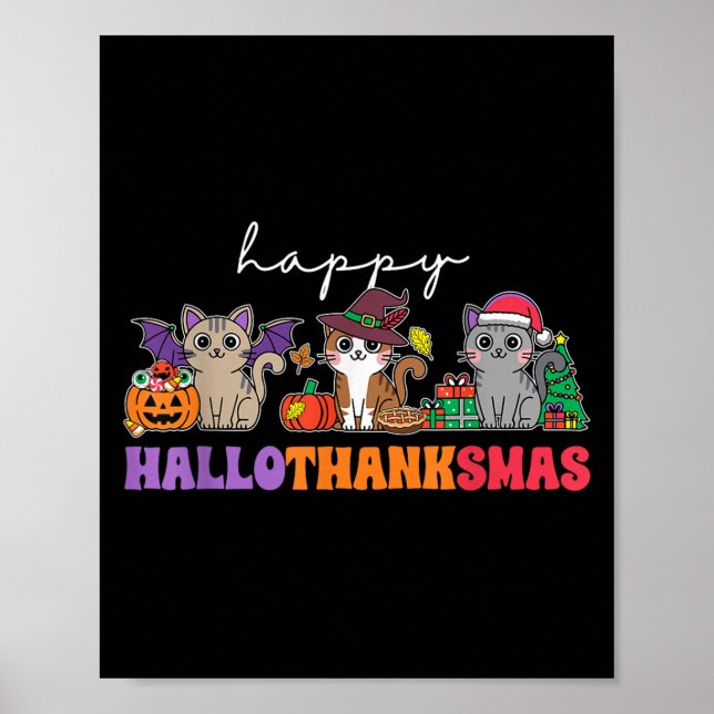 Affiche Hallothanksmas Cats _ Uni-adults, Uni-kids, Black, (Devant)