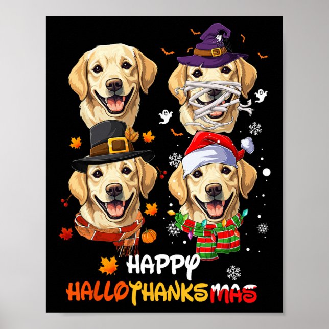 Affiche Hallothanksmas de chien du Labrador Halloween Than (Devant)