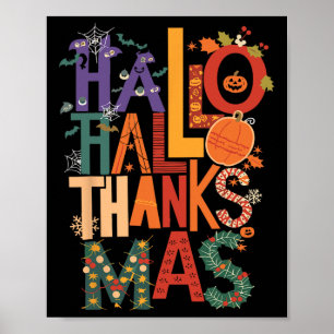 Affiche Hallothanksmas Drôle Halloween Thanksgiving Christ