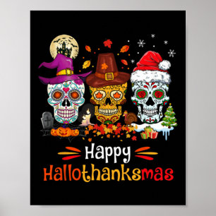 Affiche Hallothanksmas du crâne de sucre Halloween Thanksg