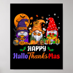 Affiche Hallothanksmas Halloween Thanksgiving Gn de Noël