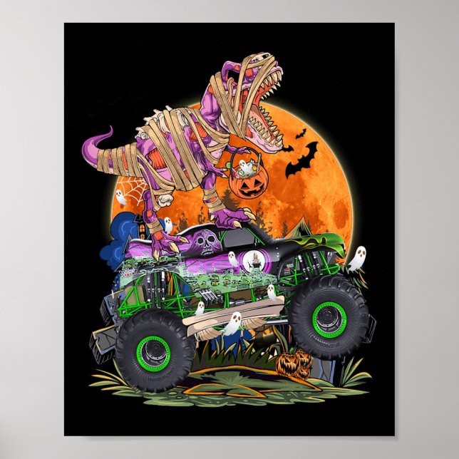 Affiche Halloween 2023 Dinosaur Skeleton T rex Scary Pumpk (Devant)