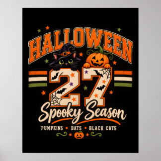 Affiche Halloween 27 Saison Effrayante Varsity Chat Noir