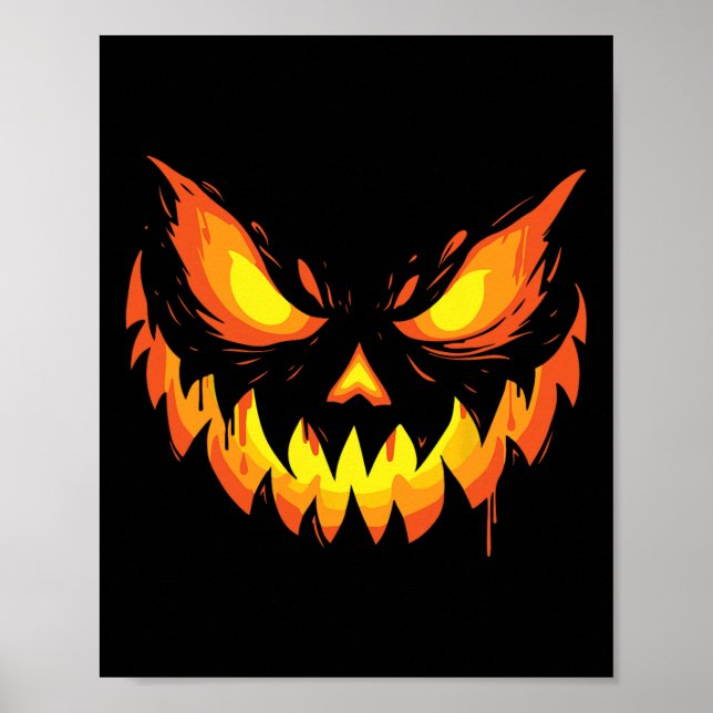 Affiche Halloween à la tête de Citrouille sculpté de Jack- (Devant)