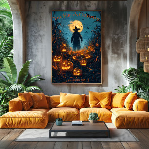 Affiche Halloween à moelle épinière avec Jack-O'-Lanterns
