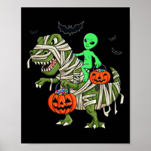 Affiche Halloween Alien équitation T Rex Fun Boys Girls Ki