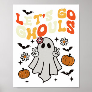 Affiche Halloween Allons Gouls Ghost Retro Chemises Femmes