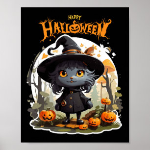 Affiche Halloween Amoureux de les chats Drôle Éffrayant Ha