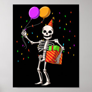 Affiche Halloween Anniversaire Soirée Skeleton Anniversair