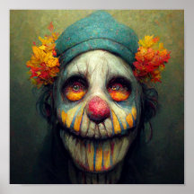 Halloween Art. Triste et Clown effrayant. IA créée