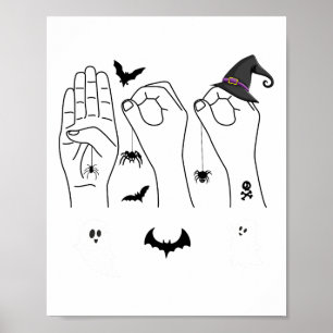 Affiche Halloween Asl Langue des signes main Fierté Sourde
