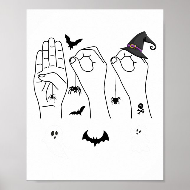 Affiche Halloween Asl Langue des signes main Fierté Sourde (Devant)