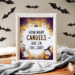 Affiche Halloween Baby shower Combien de bonbons Diapositi