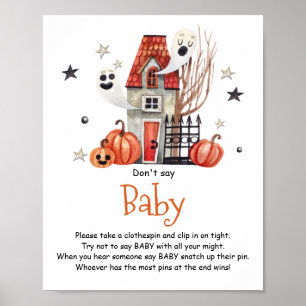 Affiche Halloween Baby Shower Don't Say Baby Sign