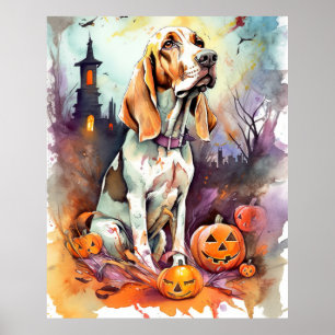Affiche Halloween Basset Hound Avec Crainte Citrouille