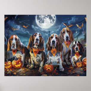 Affiche Halloween Basset Hound Éffrayant