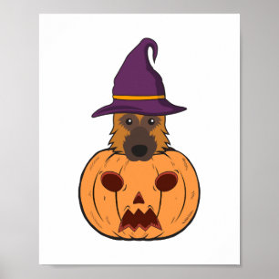 Affiche Halloween bergers allemands avec Casquette sorcier