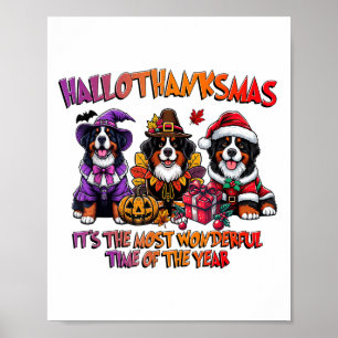 Affiche Halloween Bernese Mountain Thanksgiving Noël