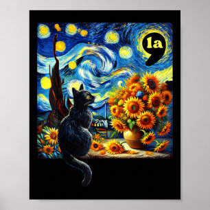 Affiche Halloween Black Cat Comma La Starry Night Art Kama