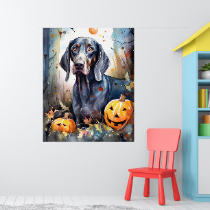 Affiche Halloween Bluetick Coonhound avec la peur Citrouil