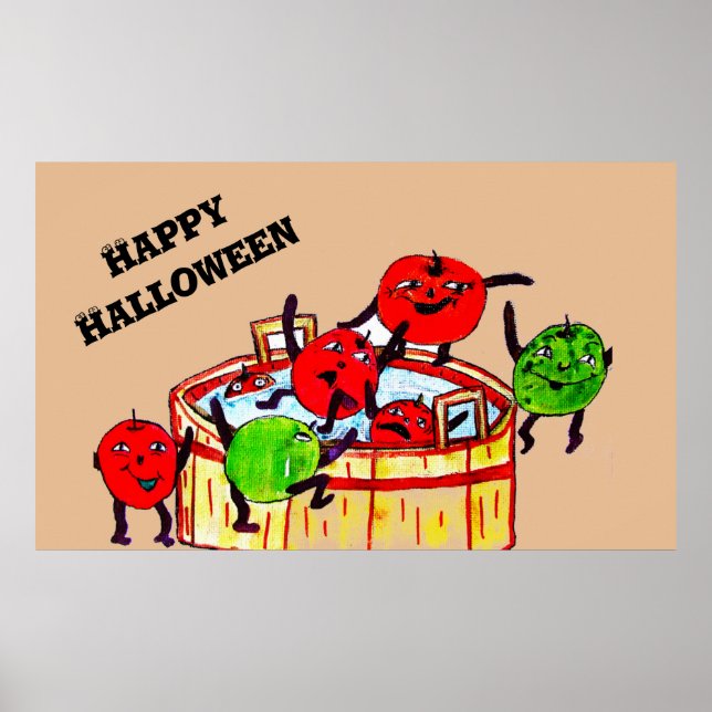 AFFICHE HALLOWEEN BOBBING POUR APPLES PARTY (Devant)