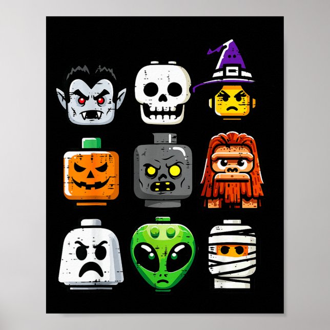 Affiche Halloween Brick Pumpkin Ghost Heads Costume Boys K (Devant)