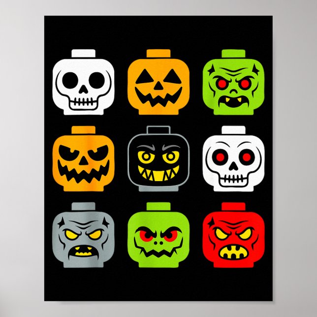 Affiche Halloween Building Brick Head Shirt Adult Men Kids (Devant)