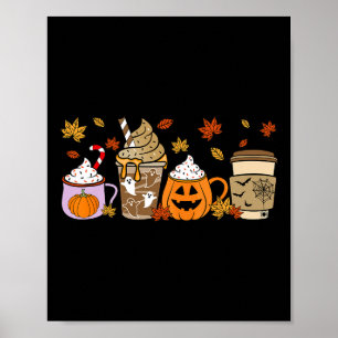 Affiche Halloween Café Citrouille Latte Costume d'épice Ho